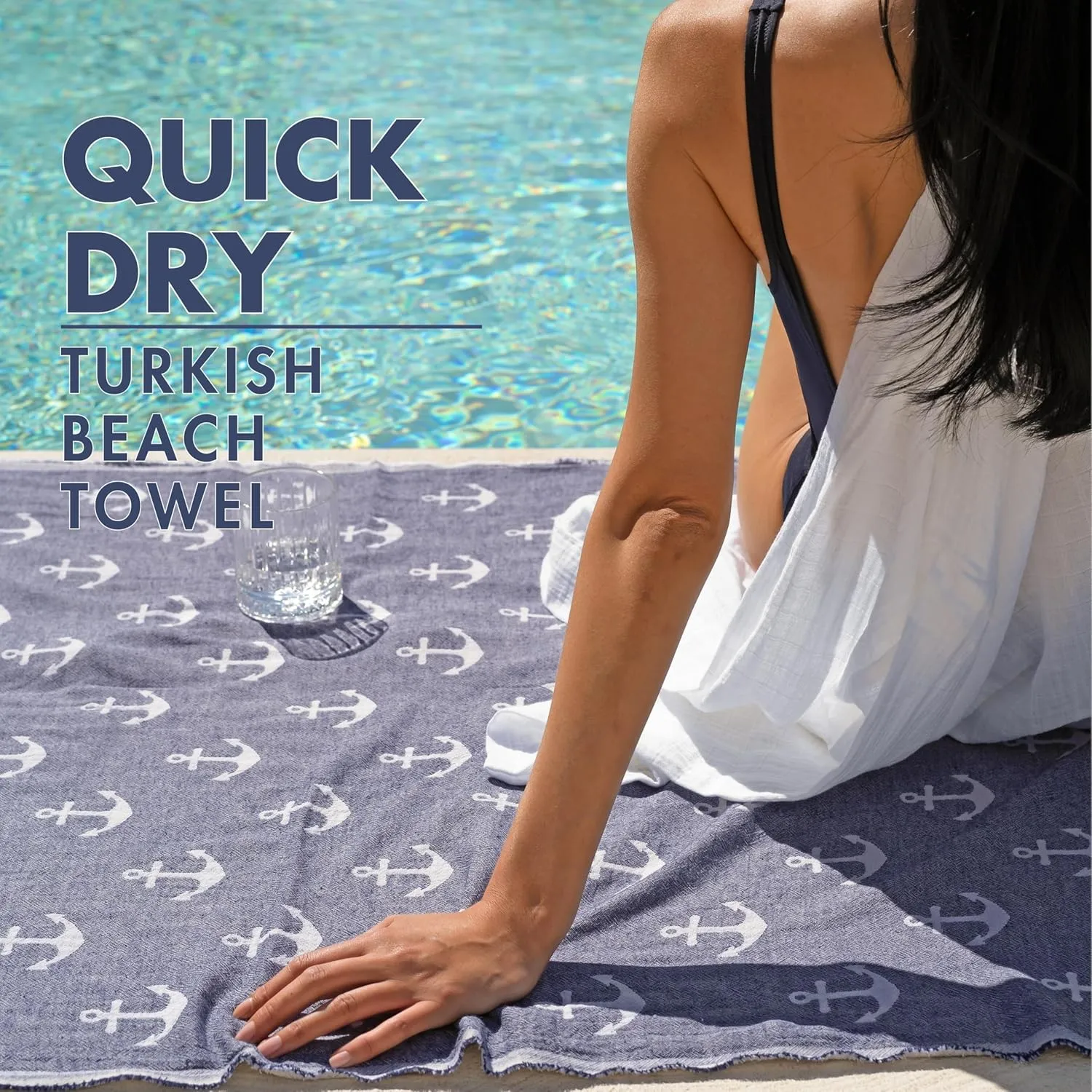 Turkish Beach Towel - Large 36 x 71 | Quick Dry Beach Towel is Essential for Enjoying A Day at The Beach | Sand Free Beach Towels for Clean and Comfortable Experience (Surfertide, Large)