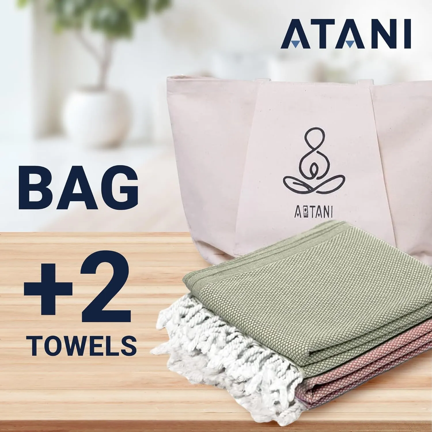 Turkish Beach Towel Pack of 2(69x35 Inches), Oversized 100% Cotton Bath Towels Lightweight Quick-Dry Beach Blanket for Travel, Picnic, Camping, Yoga and Pool(Green Orange)