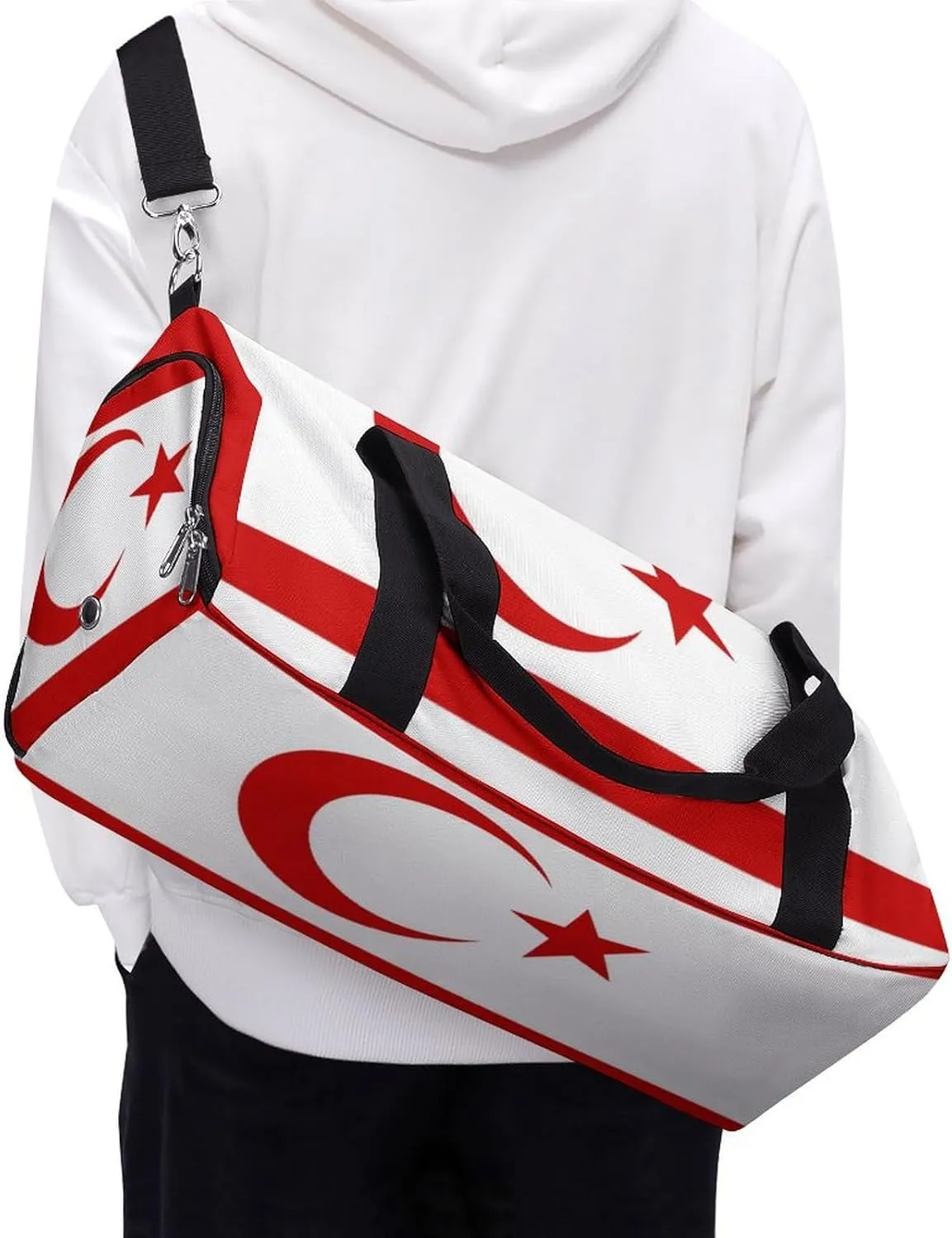 Turkish Republic Northern Cyprus Flag Duffel Bag for Men Women with Wet Pocket Shoe Compartment