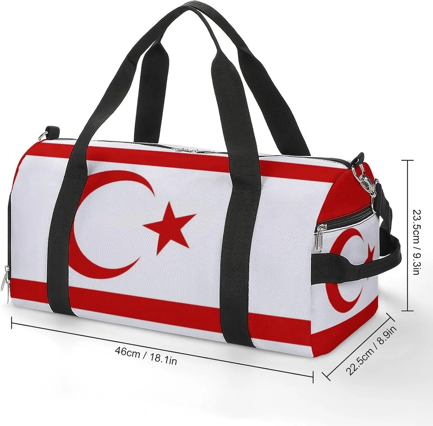 Turkish Republic Northern Cyprus Flag Duffel Bag for Men Women with Wet Pocket Shoe Compartment