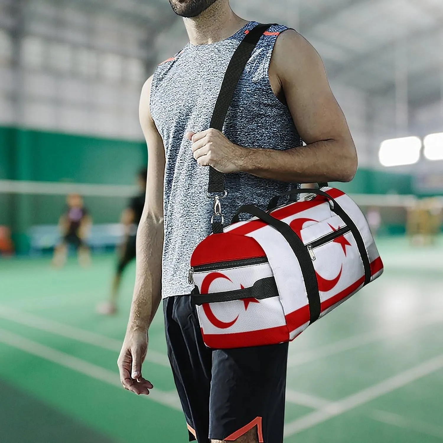 Turkish Republic Northern Cyprus Flag Duffel Bag for Men Women with Wet Pocket Shoe Compartment
