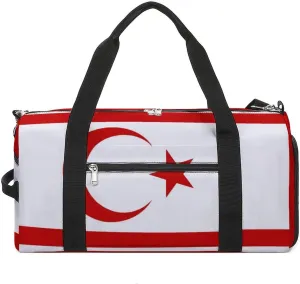 Turkish Republic Northern Cyprus Flag Duffel Bag for Men Women with Wet Pocket Shoe Compartment