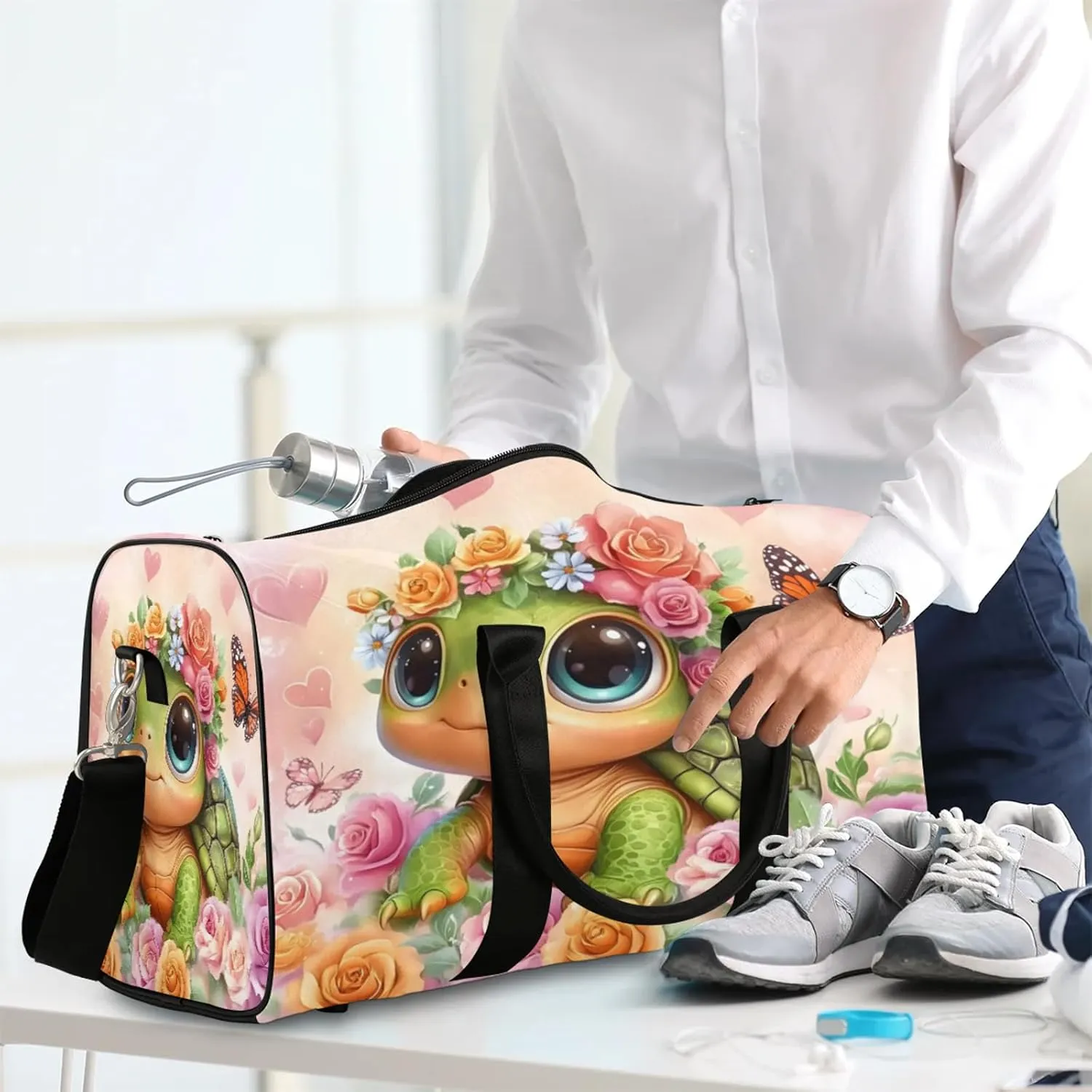 Turtle Duffle Bag for Travel, Overnight Weekend Gym Carry On Luggage Bag, Cute Travel Duffel Bag for Men Women