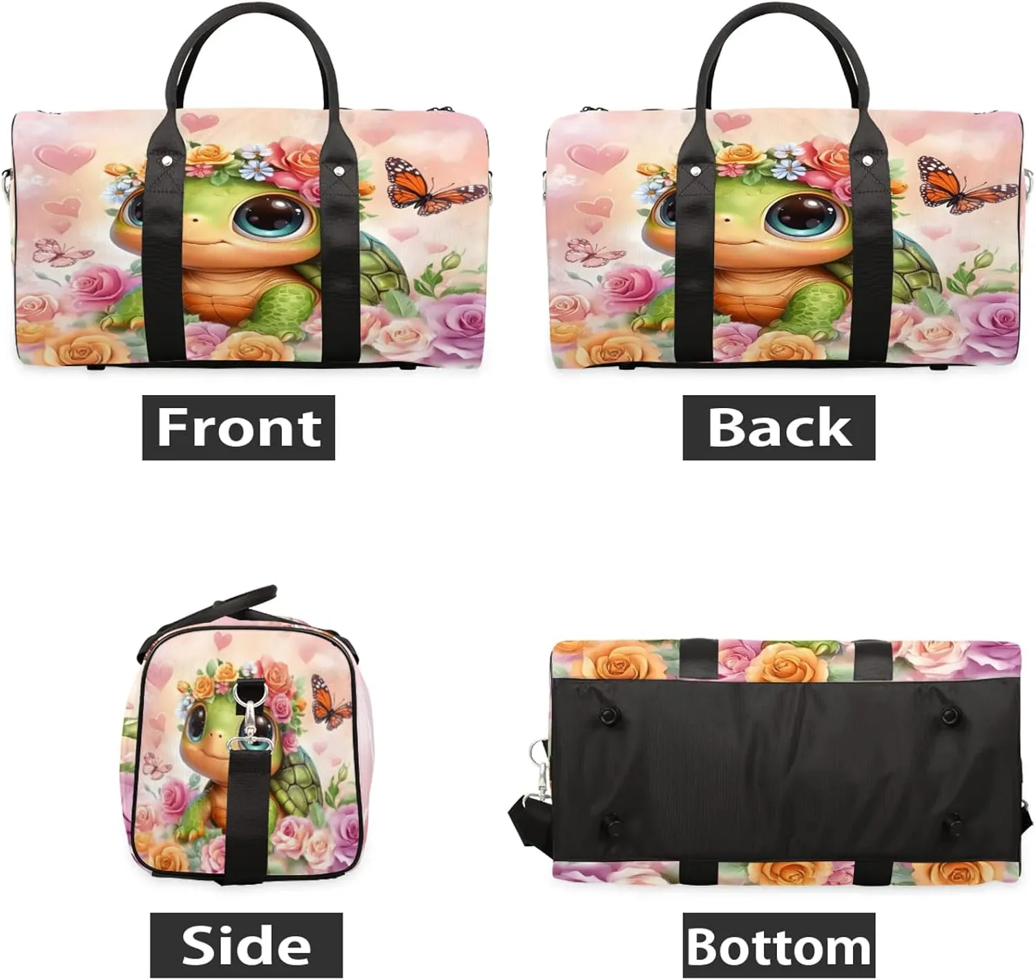 Turtle Duffle Bag for Travel, Overnight Weekend Gym Carry On Luggage Bag, Cute Travel Duffel Bag for Men Women