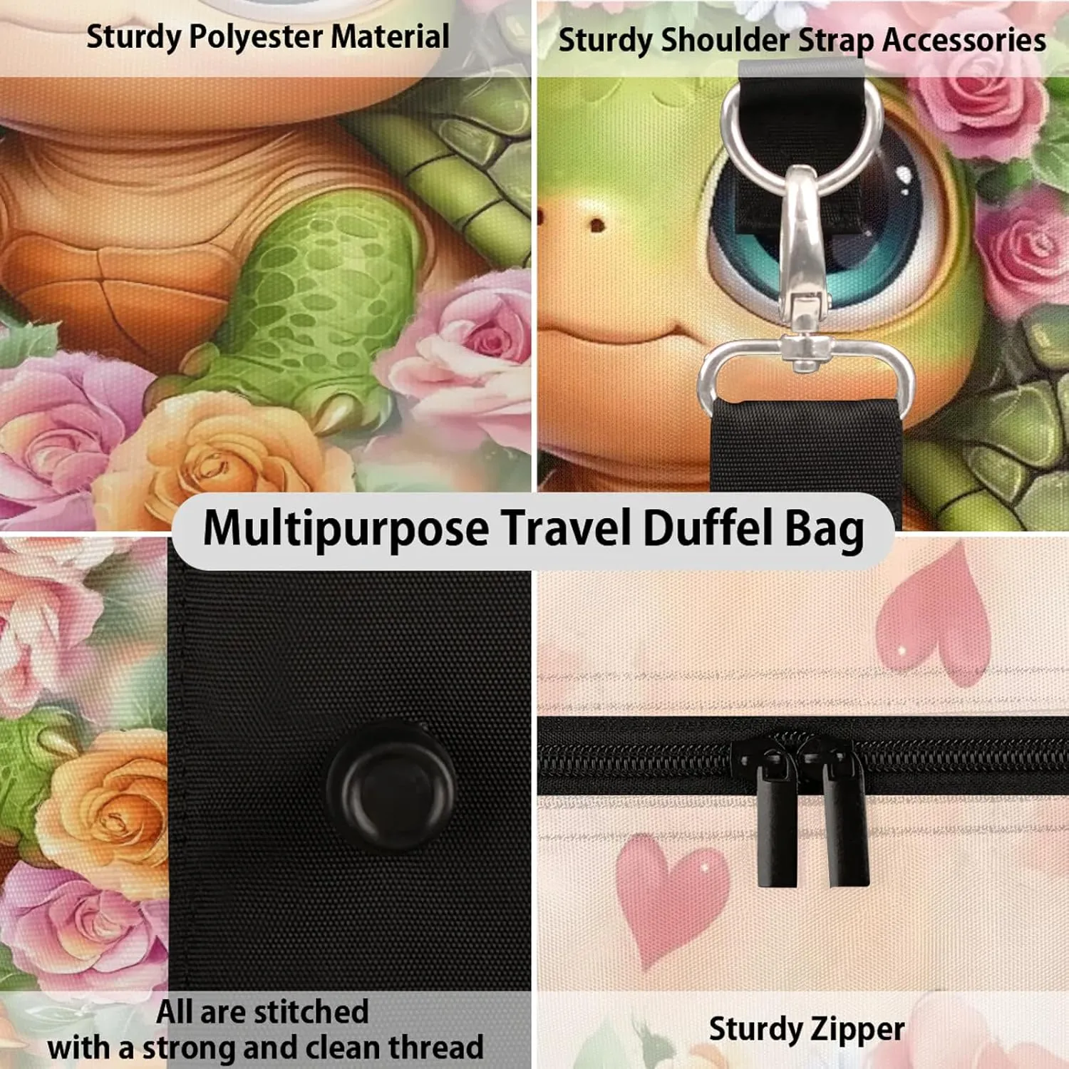Turtle Duffle Bag for Travel, Overnight Weekend Gym Carry On Luggage Bag, Cute Travel Duffel Bag for Men Women