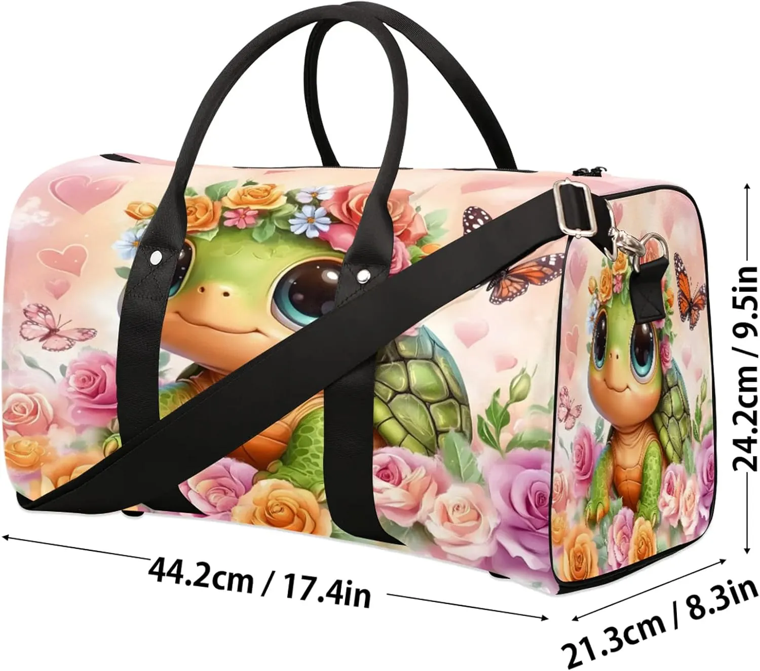 Turtle Duffle Bag for Travel, Overnight Weekend Gym Carry On Luggage Bag, Cute Travel Duffel Bag for Men Women