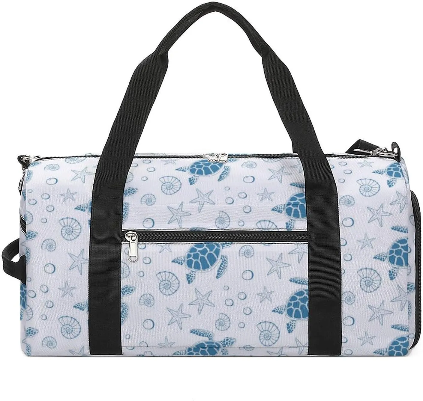 Turtle, Sea Stars And Shells Water Resistant Gym Bag with Shoe Compartment, Travel Duffel Tote Bag Weekender Overnight Bag for Women Men