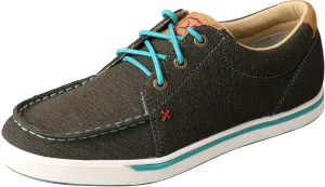 Twisted X Women's Kicks, Moc Toe, Charcoal & Turquoise, 6 M