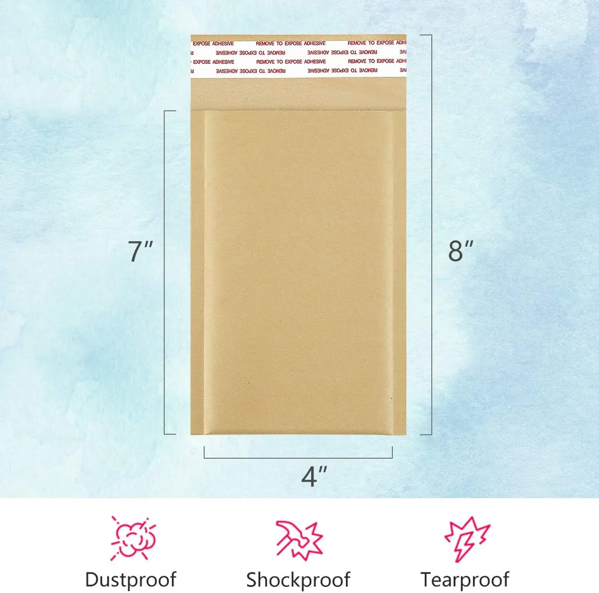 UCGOU Natural Kraft Bubble Mailers 4x8 Inch 50 Pack Brown Padded Envelopes #000 Small Business Mailing Packages Self Sealing Tear Resistant Boutique Bulk Shipping Bags for Jewelry Makeup Supplies