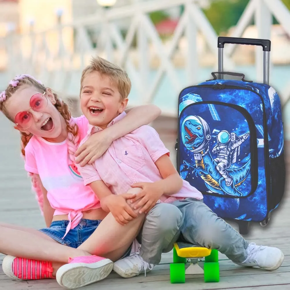 UFNDC Kids Suitcase for Boys,Dinosuar Luggage Rolling with Wheels，Travel Carry on for Children Toddler elementary