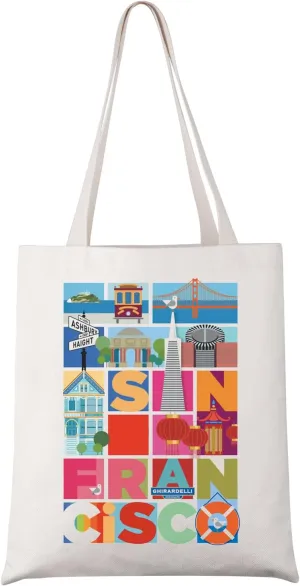 UJIMS California Vacation Tote Bag - San Francisco Canvas Gift Francis Lover
