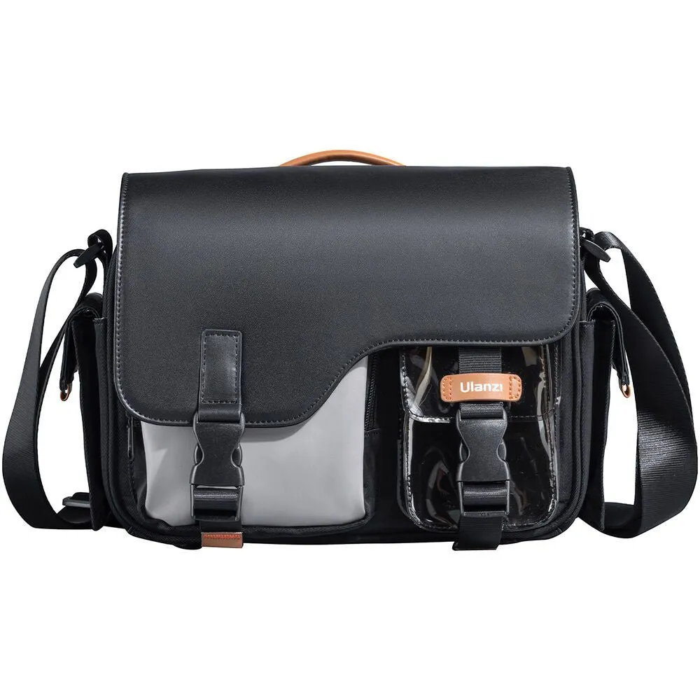 Ulanzi MS12 Messenger Sling Bag for DSLR Mirrorless Cameras, Drones and Accessories with Water Resistant Material, Multiple Pockets and Padded Dividers | Black, Beige