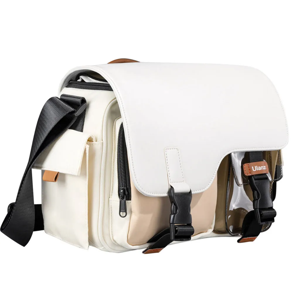 Ulanzi MS12 Messenger Sling Bag for DSLR Mirrorless Cameras, Drones and Accessories with Water Resistant Material, Multiple Pockets and Padded Dividers | Black, Beige