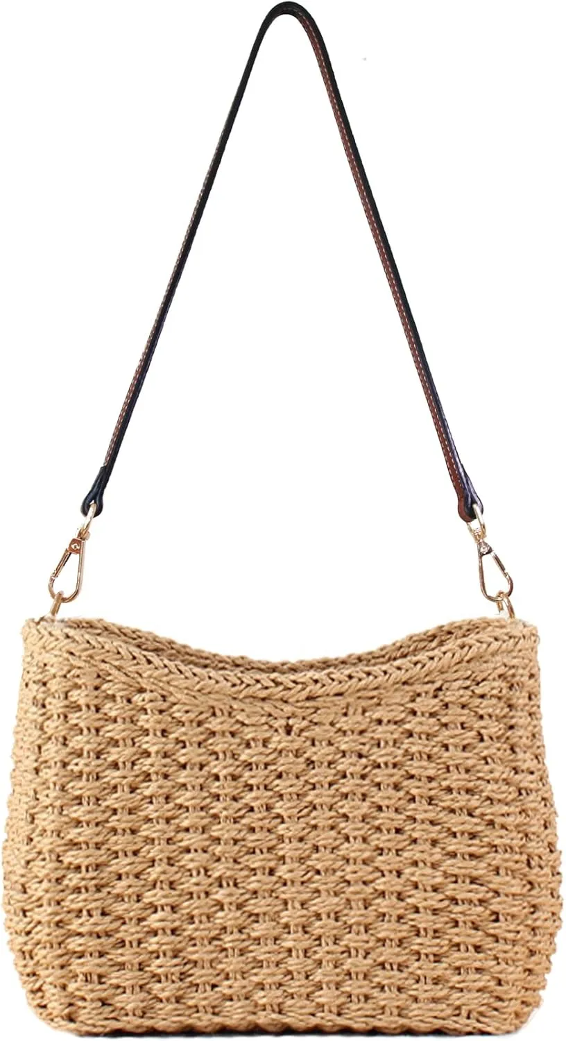Ulisty Women Small Woven Straw Bag Mini Summer Beach Bag Bohemian Vacation Envelope Purse Chic Underarm Shoulder Handbag