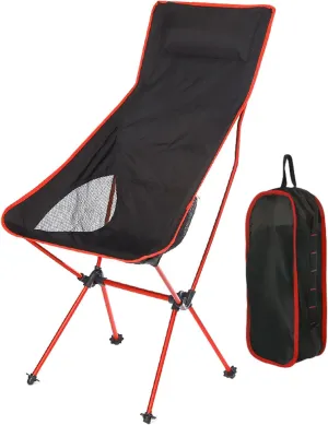 Ultralight Camping Chairs for Adults, High Back Folding Camp Chair with Carry Bag, Aluminum Alloy Frame, Portable Outdoor Folding Chairs for Hiking, Picnics, Beach,Red