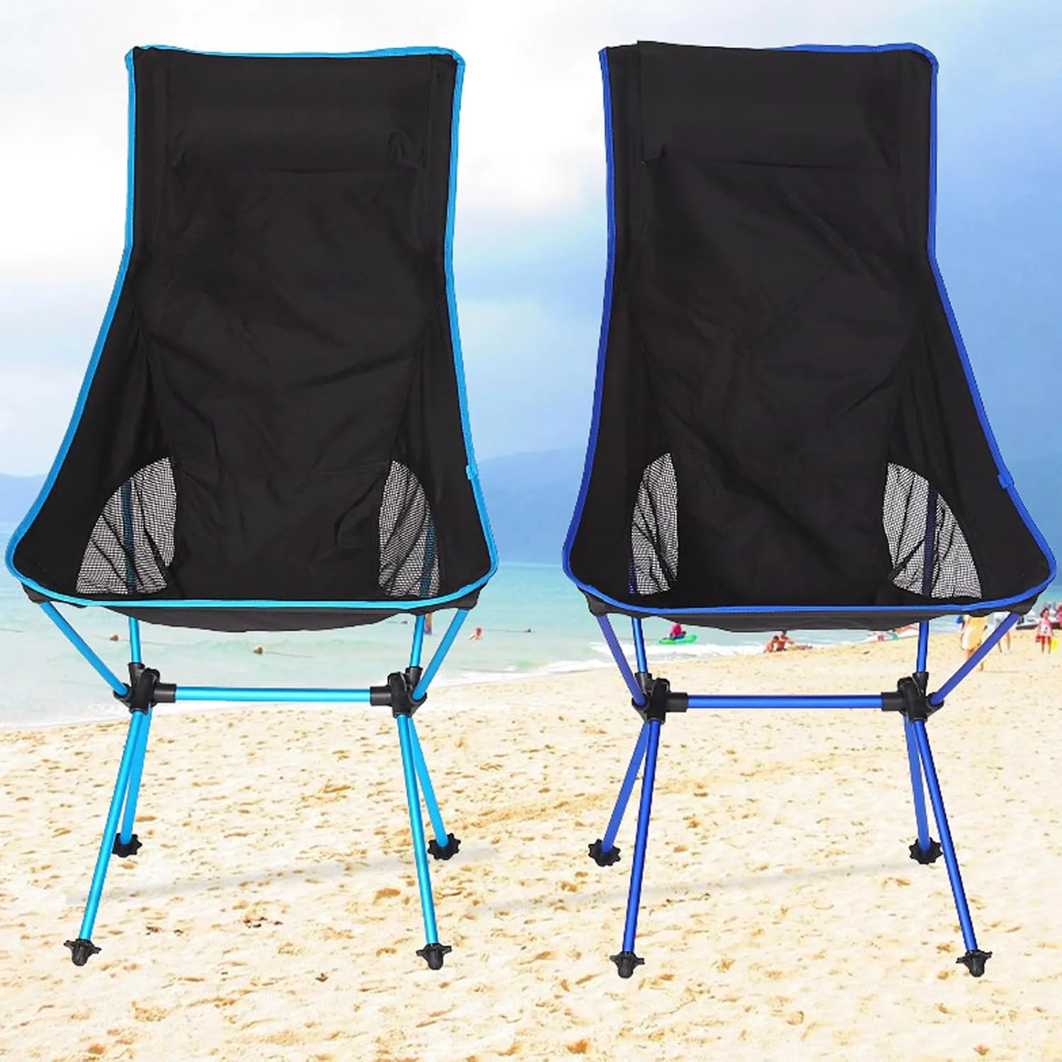 Ultralight Camping Chairs for Adults, High Back Folding Camp Chair with Carry Bag, Aluminum Alloy Frame, Portable Outdoor Folding Chairs for Hiking, Picnics, Beach,Red