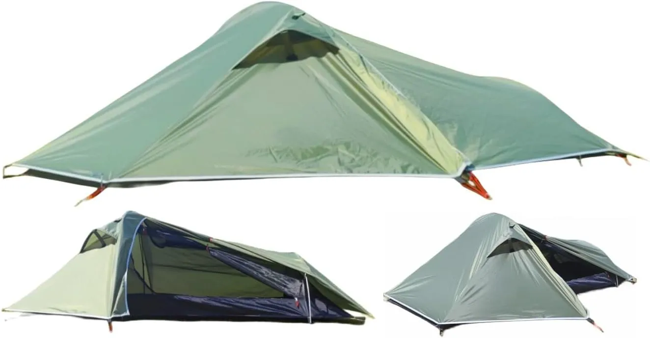 Ultralight Camping Tent Waterproof 1.35 kg 260 x 170 x 77 cm 1 Man Mini Pack Green Aluminium Pole Lightweight Tent for Hiking Mountaineering Backpacking Outdoor Camping Climbing and Travel, Large