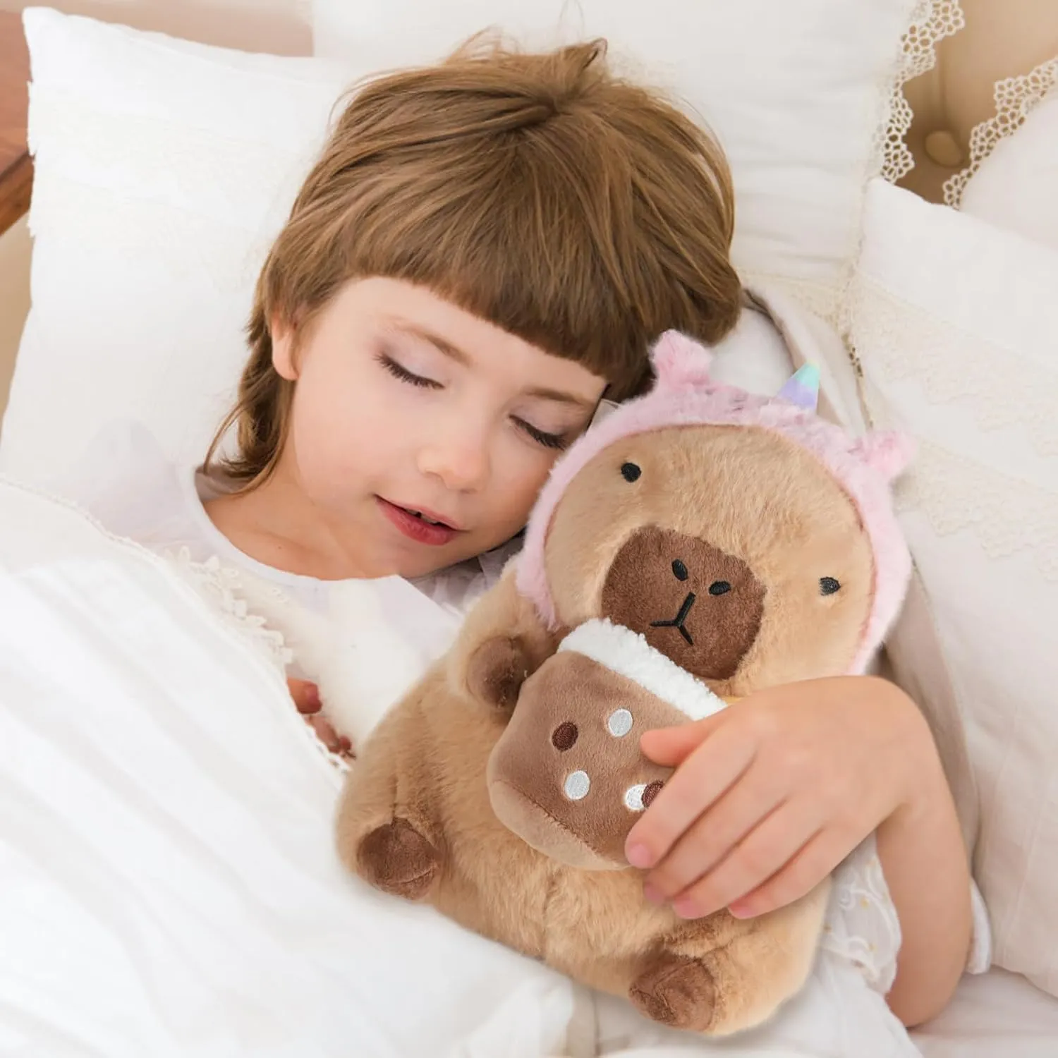 Unicorn Capybara Plush, Cute Capybara Plush Pillow Kawaii Unicorn Stuffed Aniamls Capybara Plushies Toys Gifts for Kids 11 inch