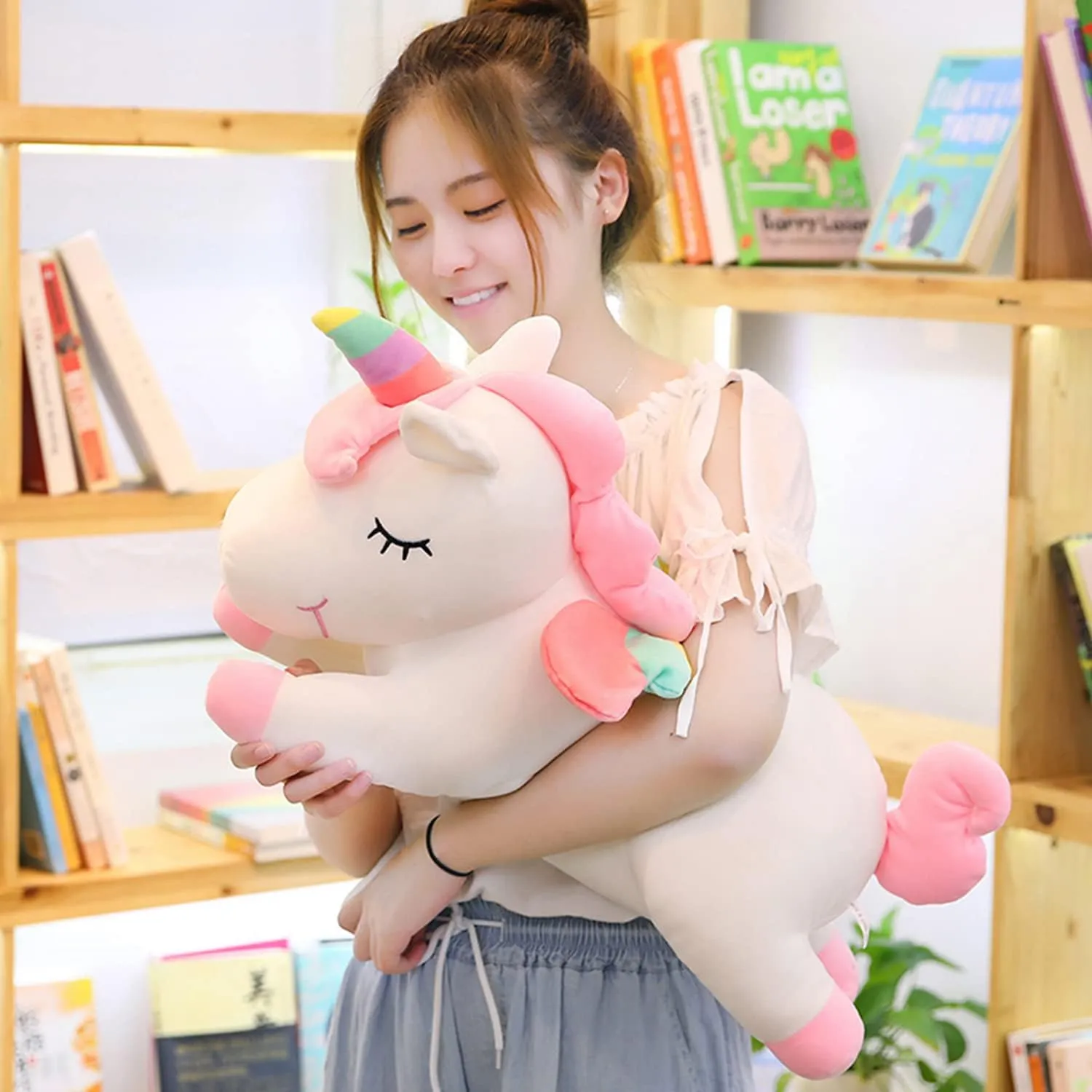 Unicorn Stuffed Animal, Soft Unicorn Plush Hugging Pillow Toy Gifts for Kids (White, 23.6 in)