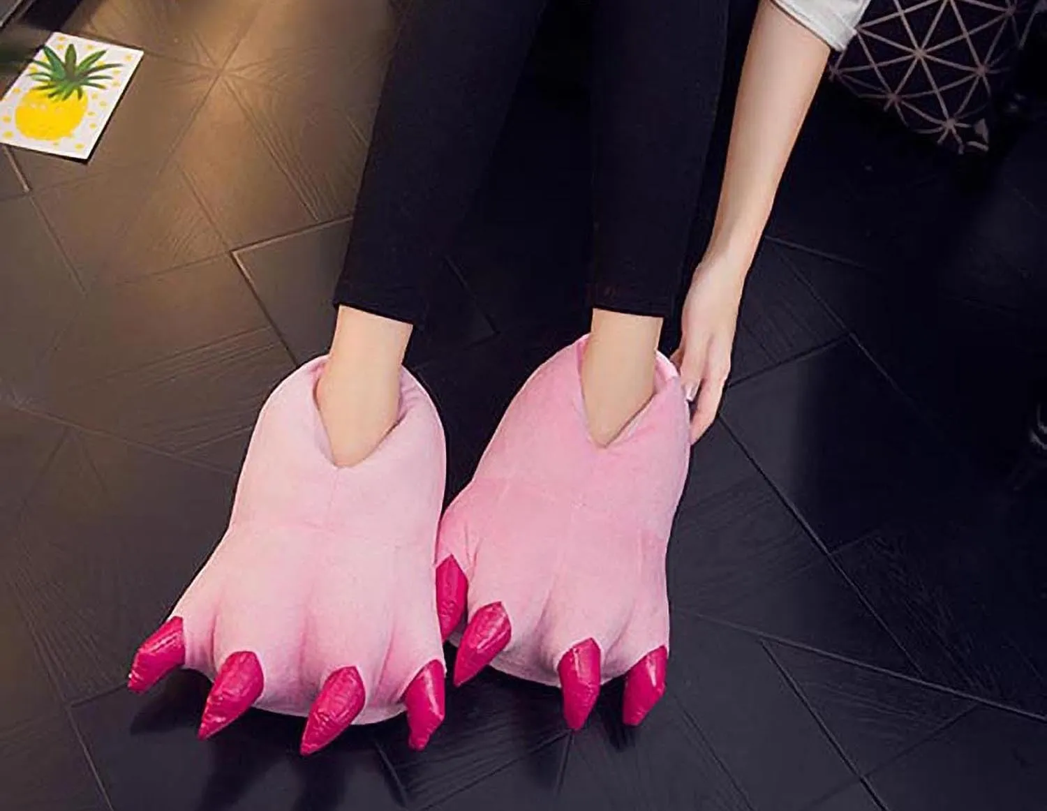 Unisex Funny Animal Costume Paw Claw Shoes, Soft Plush Home Slippers