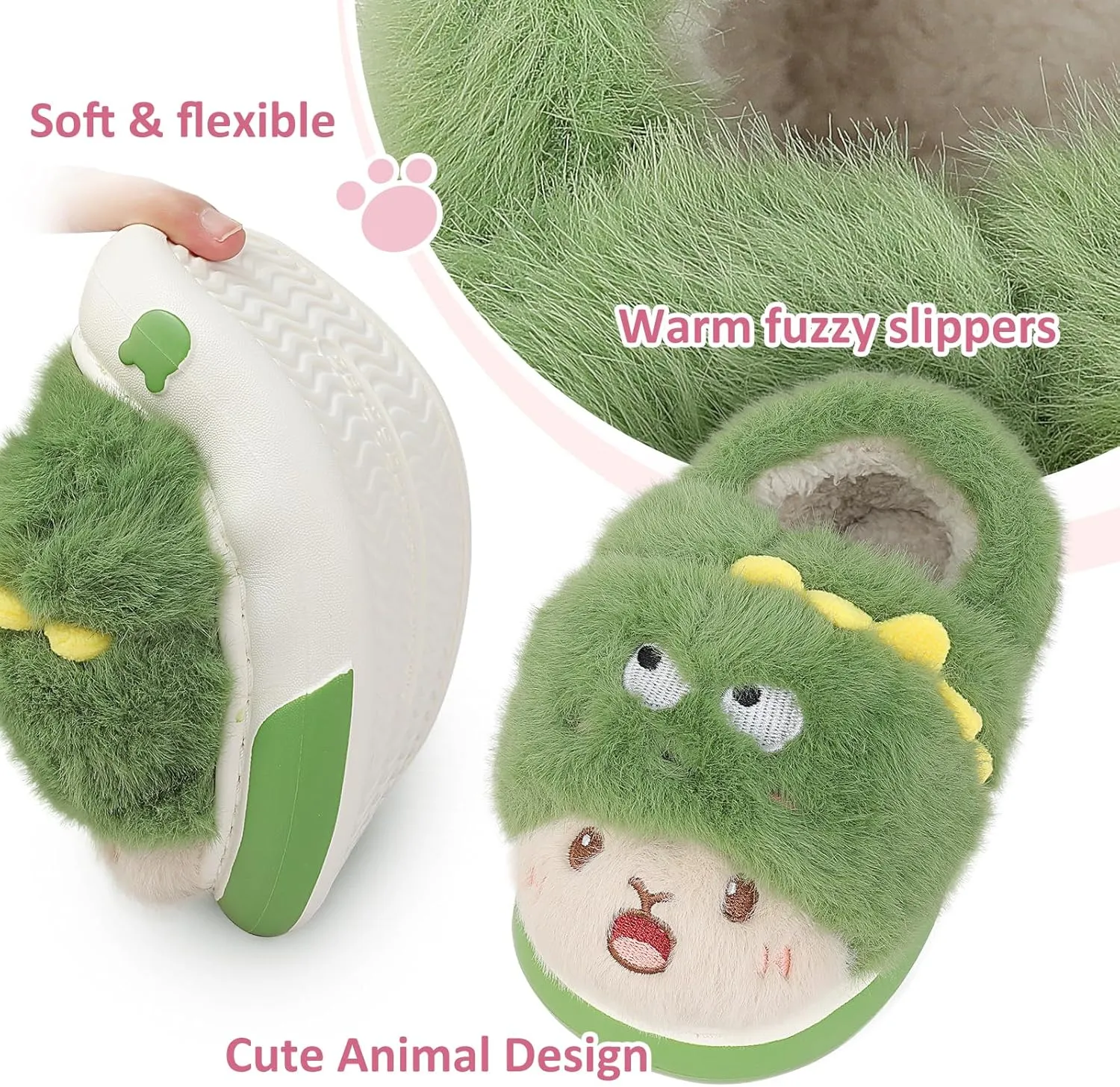 Unisex Kids Toddler Slippers - Brown, Fuzzy, Playful, Cartoon Animal Themed - Panda & Sloth Motifs - Soft Plush, Warm, Anti-Slip EVA Soles - Perfect for Indoor, Outdoor & Casual Wear