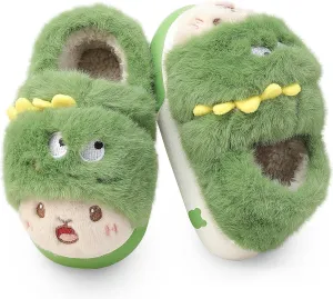 Unisex Kids Toddler Slippers - Brown, Fuzzy, Playful, Cartoon Animal Themed - Panda & Sloth Motifs - Soft Plush, Warm, Anti-Slip EVA Soles - Perfect for Indoor, Outdoor & Casual Wear