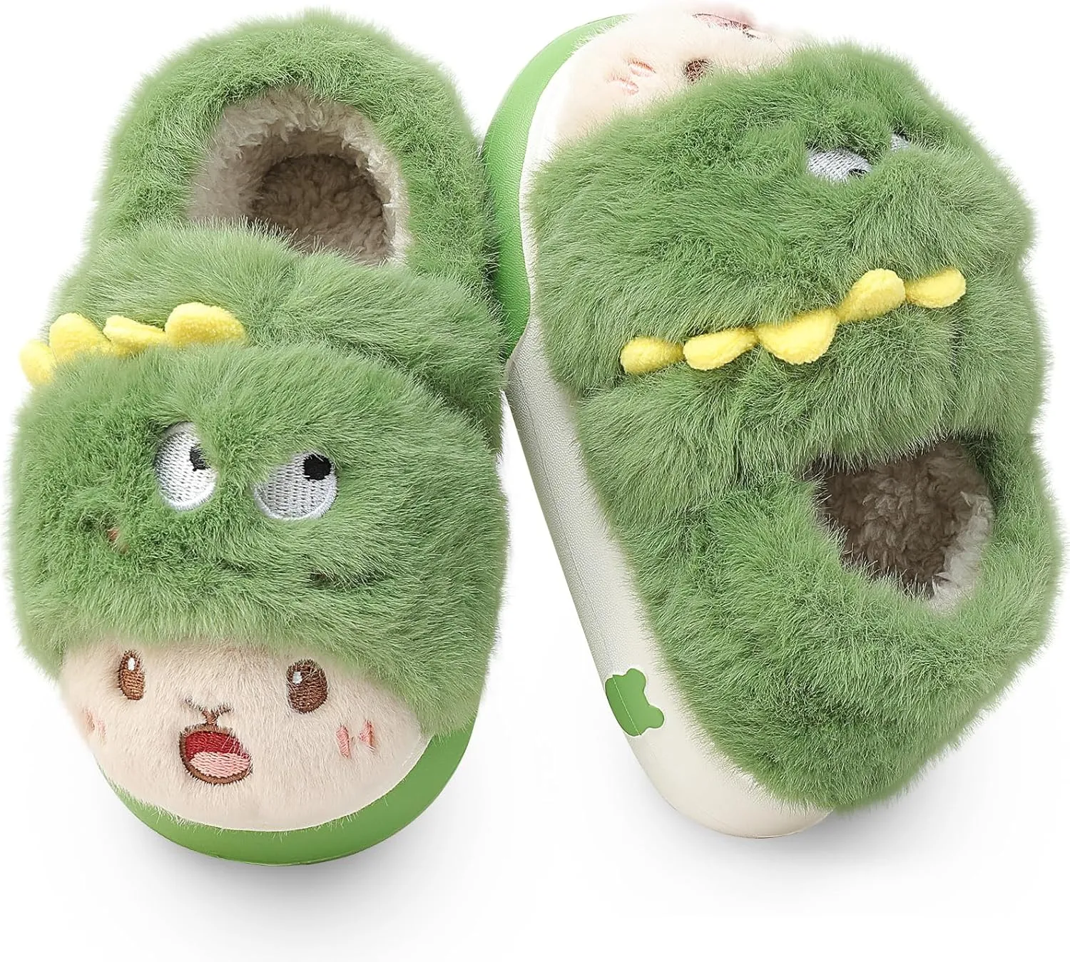 Unisex Kids Toddler Slippers - Brown, Fuzzy, Playful, Cartoon Animal Themed - Panda & Sloth Motifs - Soft Plush, Warm, Anti-Slip EVA Soles - Perfect for Indoor, Outdoor & Casual Wear