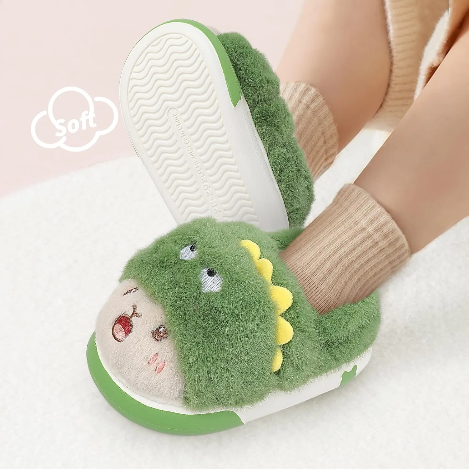 Unisex Kids Toddler Slippers - Brown, Fuzzy, Playful, Cartoon Animal Themed - Panda & Sloth Motifs - Soft Plush, Warm, Anti-Slip EVA Soles - Perfect for Indoor, Outdoor & Casual Wear