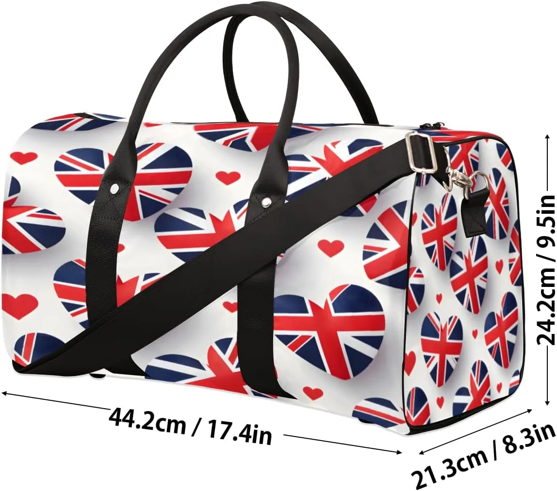 United Kingdom Flag Travel Duffle Bag, Sports Gym Bags for Women Men, Carry On Weekender Overnight Bag, Union Jack Workout Hospital Airplane Trips Bag