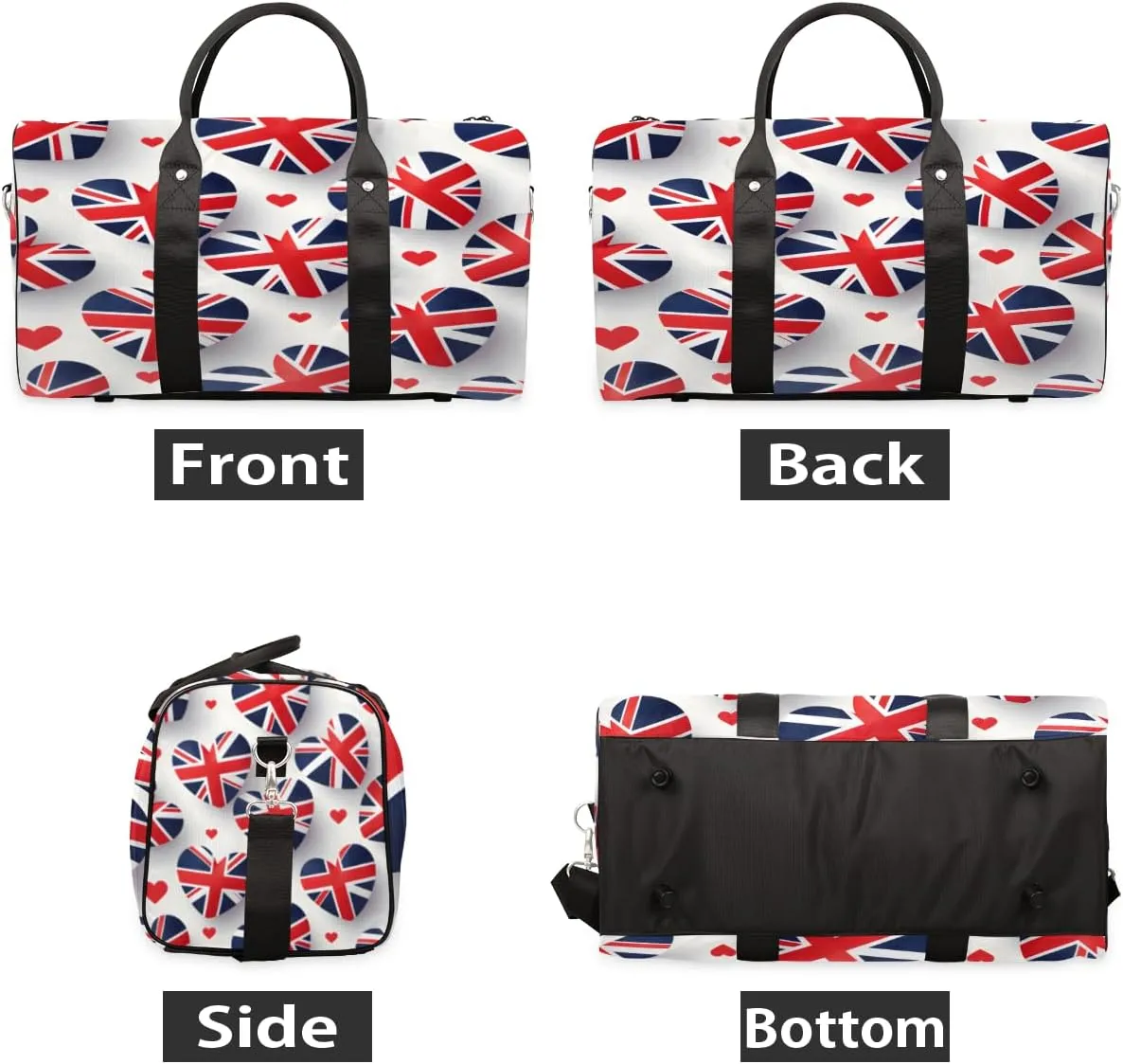 United Kingdom Flag Travel Duffle Bag, Sports Gym Bags for Women Men, Carry On Weekender Overnight Bag, Union Jack Workout Hospital Airplane Trips Bag