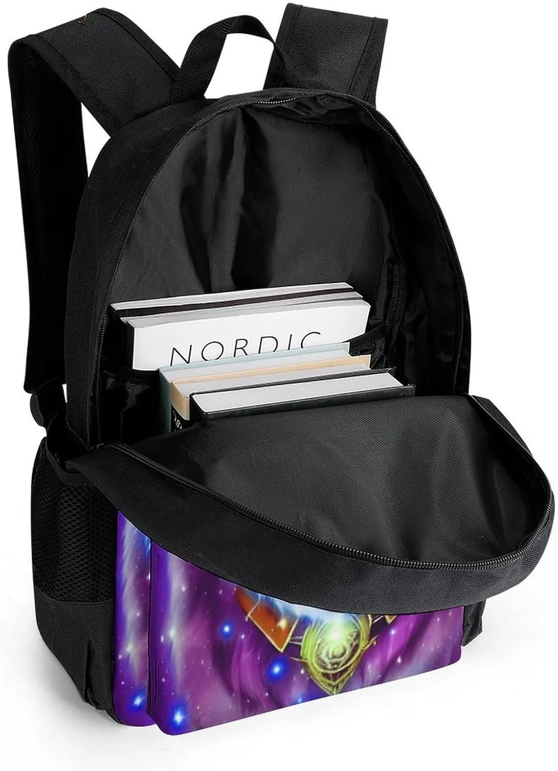 Universe Galaxy Magic Wolf In The Space Art Backpack Lightweight Anti-Theft Multipurpose Shoulder Bag Large Capacity Travel Hiking Backpack With Padded Straps