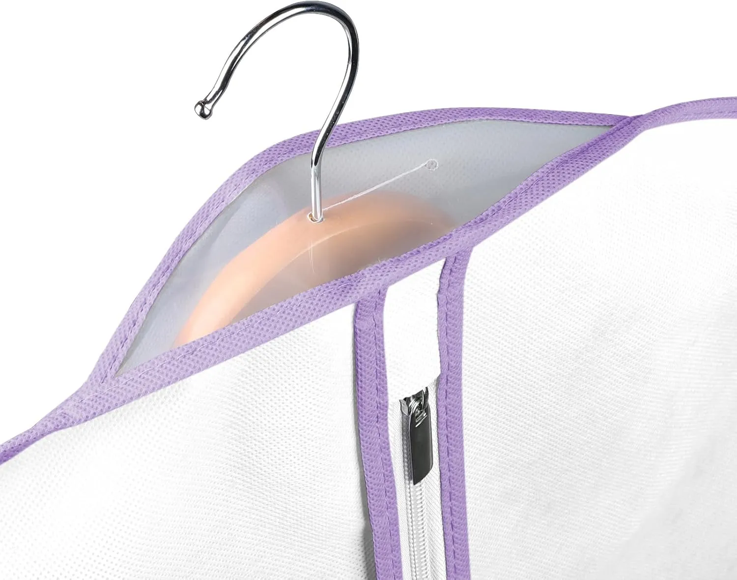Univivi Garment Bags for Storage, 60" Dress Garment Bags, Set of 5, White/Purple