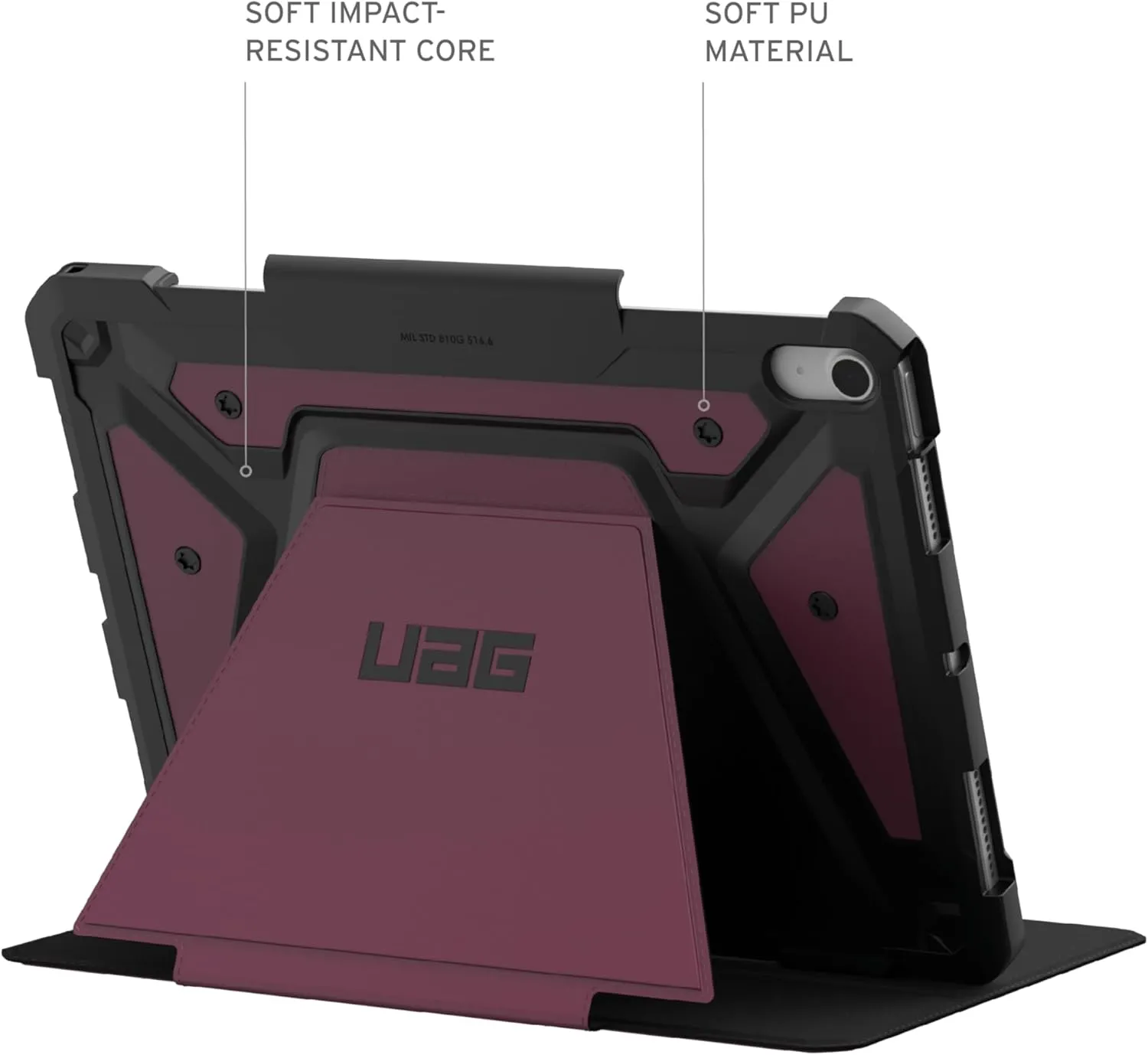 URBAN ARMOR GEAR UAG Designed for iPad Air 11" Case (6th/7th Gen 2024-2025) M3 A3266 A3267 Rugged Auto Sleep/Wake Folio Cover with Pencil Holder & Multi-Angle Adjustable Stand, Metropolis SE Bordeaux