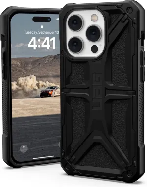 URBAN ARMOR GEAR UAG Designed for iPhone 14 Pro Case Black 6.1" Monarch Rugged Premium Protective Cover Lightweight Slim Shockproof Dropproof Compatible with Wireless Charging