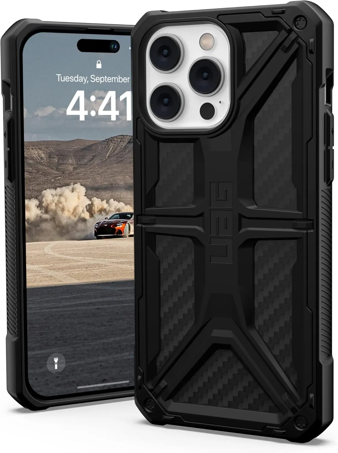 URBAN ARMOR GEAR UAG Designed for iPhone 14 Pro Max Case Carbon Fiber 6.7" Monarch Rugged Premium Protective Cover Lightweight Slim Shockproof Dropproof Compatible with Wireless Charging
