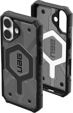 URBAN ARMOR GEAR UAG Designed for iPhone 16 Case 6.1" Pathfinder Clear - Compatible with MagSafe Charging Rugged Shockproof Anti-Slip Military Grade Protective Cover, Ash