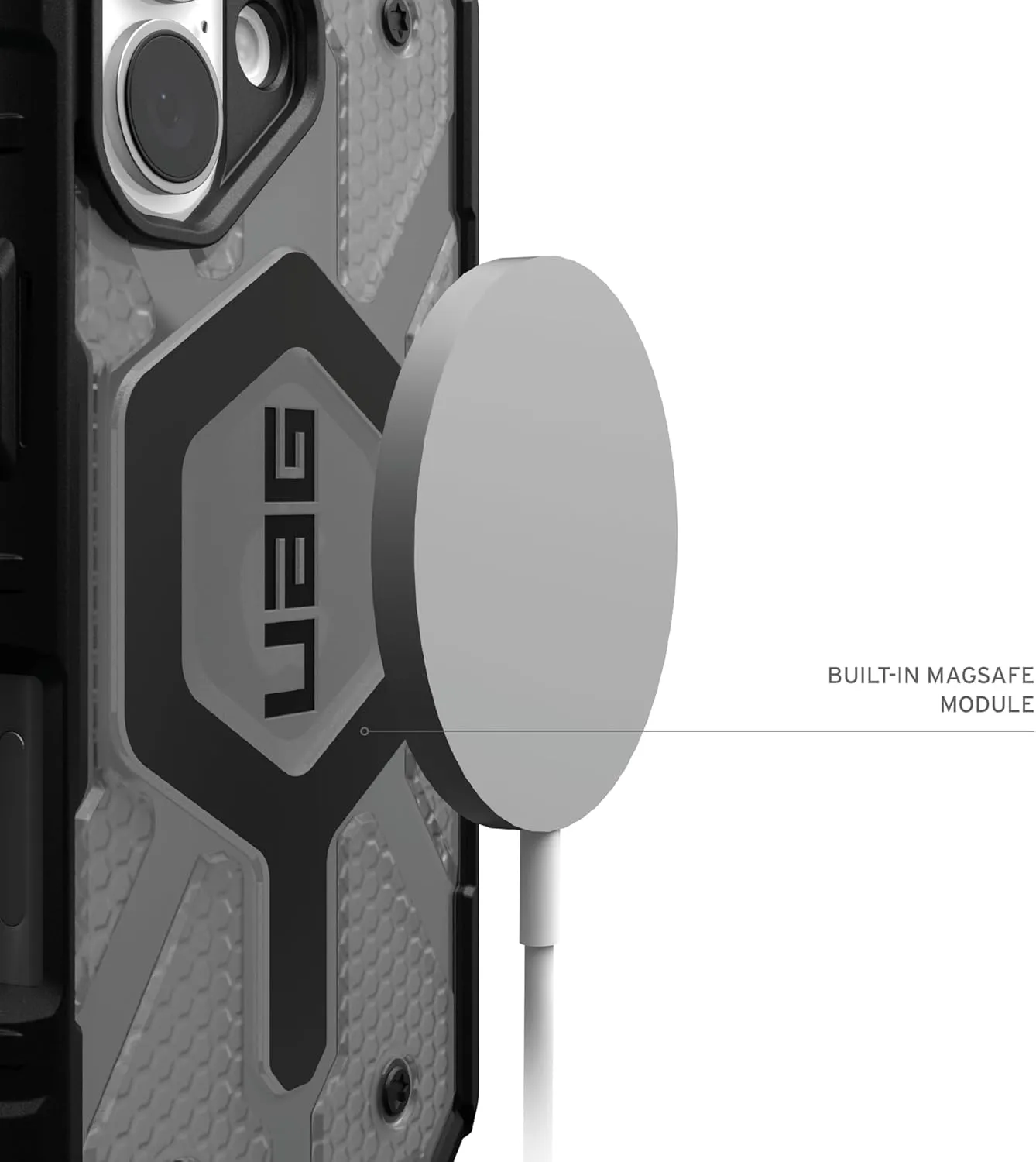 URBAN ARMOR GEAR UAG Designed for iPhone 16 Case 6.1" Pathfinder Clear - Compatible with MagSafe Charging Rugged Shockproof Anti-Slip Military Grade Protective Cover, Ash