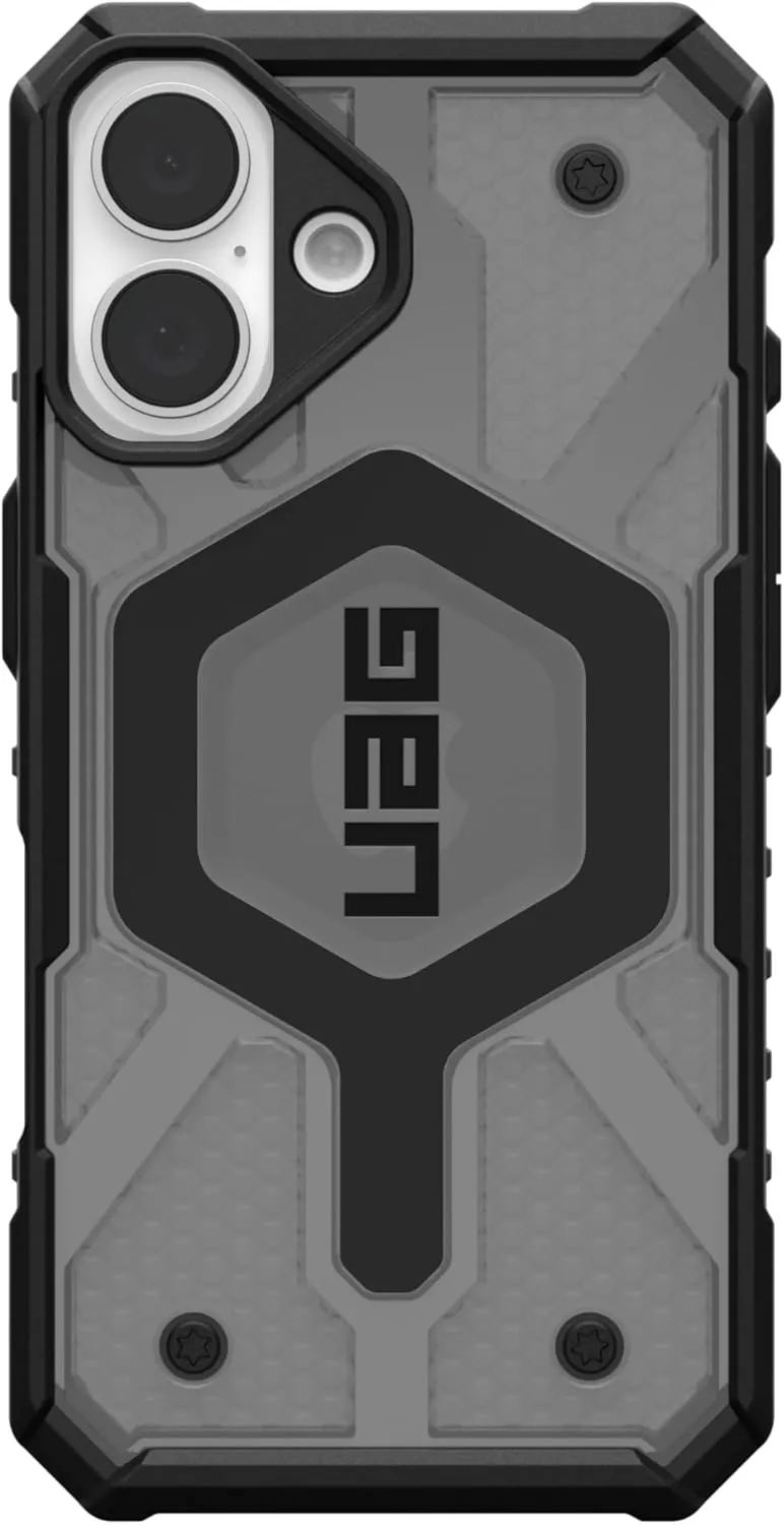 URBAN ARMOR GEAR UAG Designed for iPhone 16 Case 6.1" Pathfinder Clear - Compatible with MagSafe Charging Rugged Shockproof Anti-Slip Military Grade Protective Cover, Ash