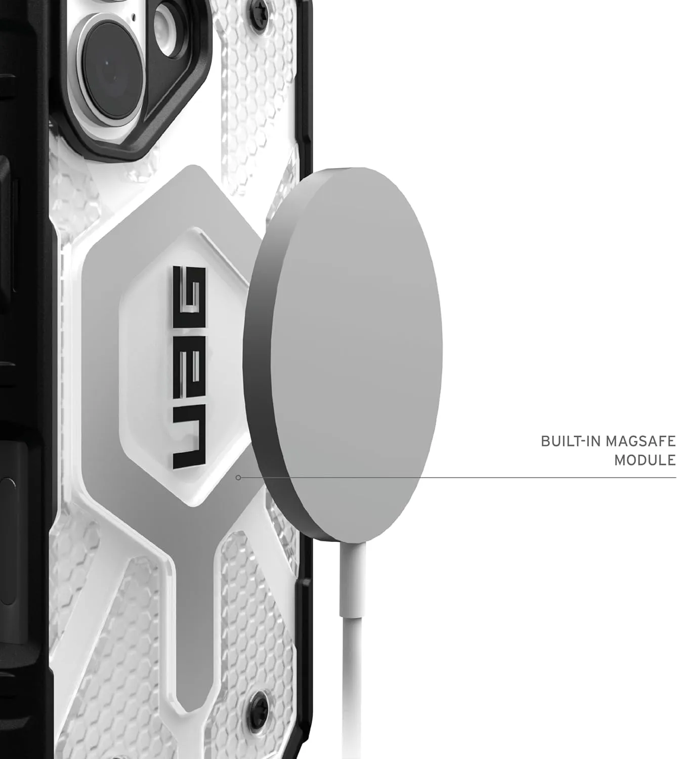 URBAN ARMOR GEAR UAG Designed for iPhone 16 Case 6.1" Pathfinder Clear - Compatible with MagSafe Charging Rugged Shockproof Anti-Slip Military Grade Protective Cover, Ice
