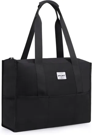 Utility Tote Bag with Laptop Compartment Luggage Sleeve Zippered Multi-pocket Commute Shoulder Purse for Nursing/Work