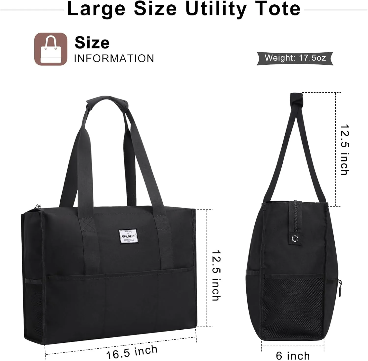 Utility Tote Bag with Laptop Compartment Luggage Sleeve Zippered Multi-pocket Commute Shoulder Purse for Nursing/Work