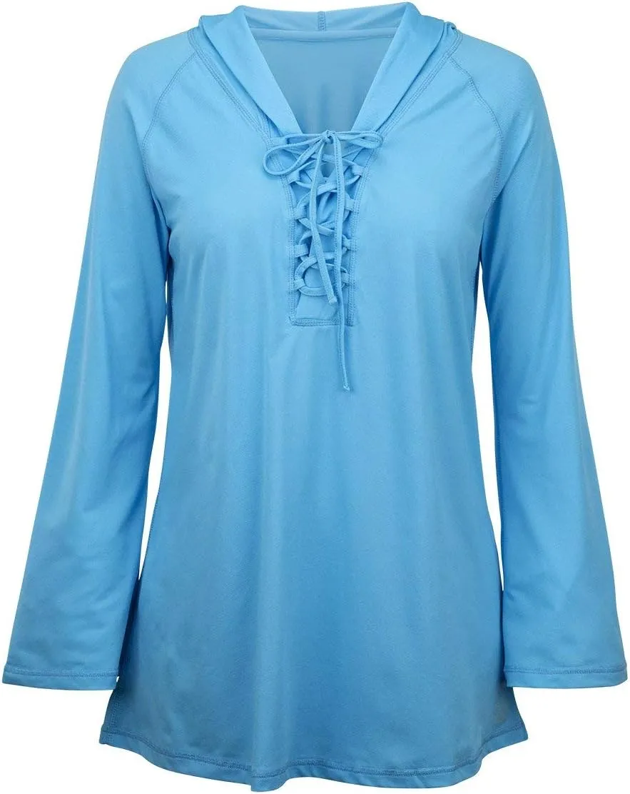 UV SKINZ Women’s UPF 50  Beach Cover Up with Hood – Sunblock Fabric