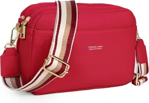 Vegan Leather Women's Crossbody Bag, Shoulder Purse with Wide Strap & Multi-Compartment Design for Daily & Travel