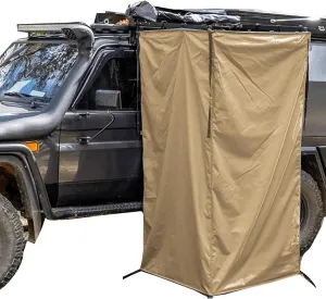 Vehicle Awning Shower Room with LED Light, Car Side Shower Tents, SUV Truck Bathroom/Toilet Tent for Camping Privacy Shelters, Outdoor Portable Instant Changing Room (Khaki 1)