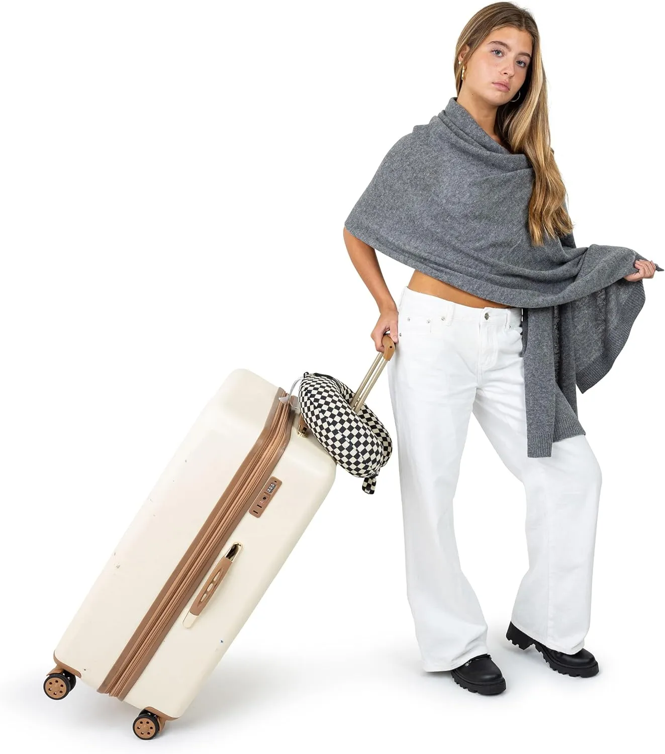 Velanio Cashmere Luxury Knitted Wrap Travel Shawl Scarf, Pashmina Stole, All-Season Scarf for Women Cashmere Wool Blend