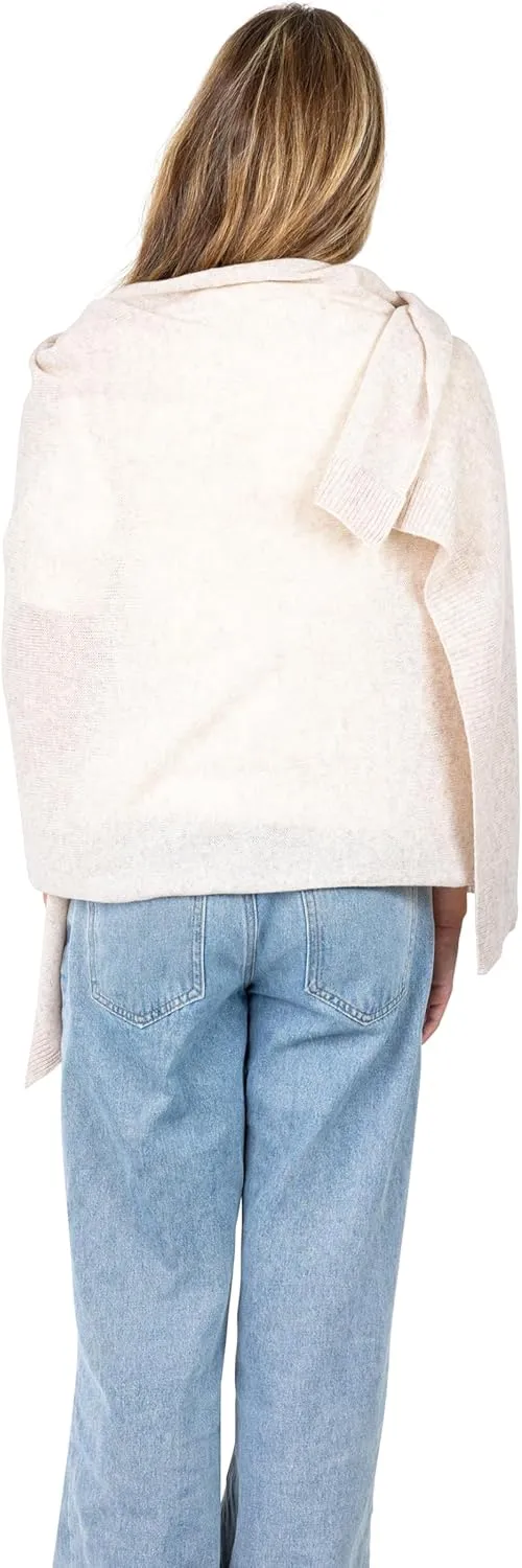 Velanio Cashmere Luxury Knitted Wrap Travel Shawl Scarf, Pashmina Stole, All-Season Scarf for Women Cashmere Wool Blend