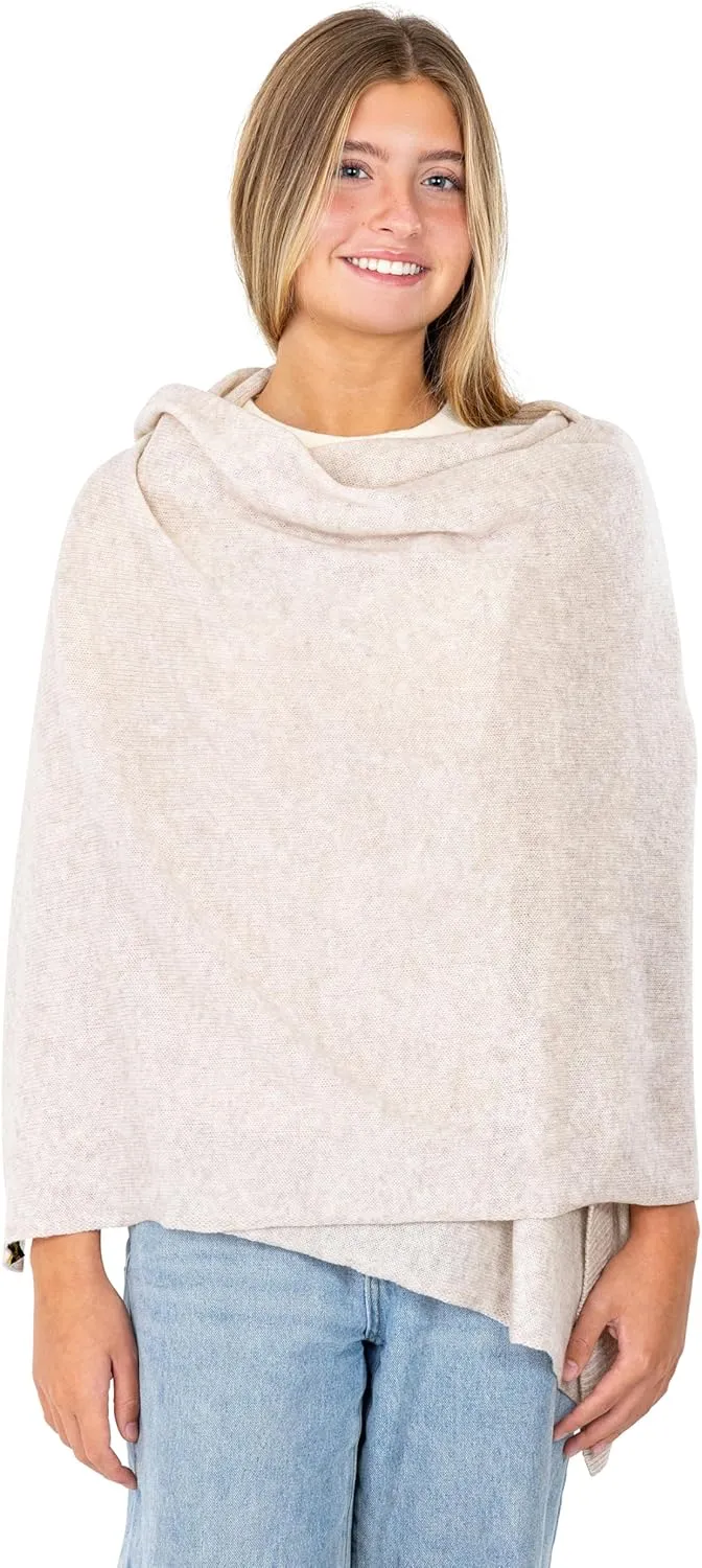 Velanio Cashmere Luxury Knitted Wrap Travel Shawl Scarf, Pashmina Stole, All-Season Scarf for Women Cashmere Wool Blend