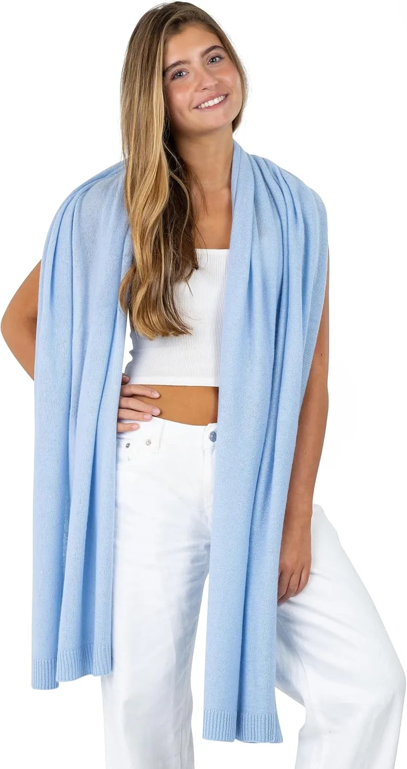 Velanio Cashmere Luxury Knitted Wrap Travel Shawl Scarf, Pashmina Stole, All-Season Scarf for Women Cashmere Wool Blend