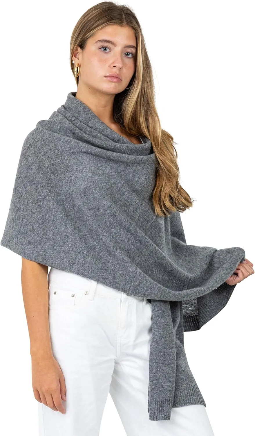 Velanio Cashmere Luxury Knitted Wrap Travel Shawl Scarf, Pashmina Stole, All-Season Scarf for Women Cashmere Wool Blend