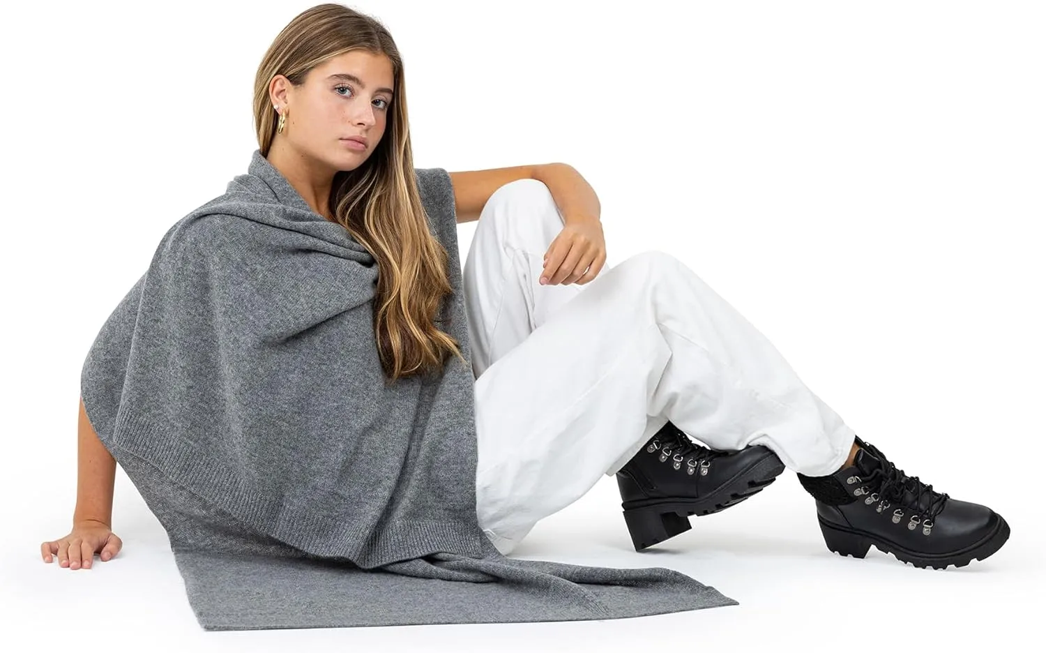 Velanio Cashmere Luxury Knitted Wrap Travel Shawl Scarf, Pashmina Stole, All-Season Scarf for Women Cashmere Wool Blend